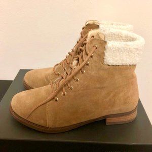 Sole Society Nadima Lace Up Shearling Bootie